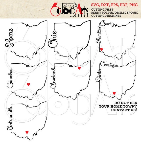 ohio outline typography cut files svg dxf silhouette cricut etsy