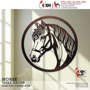 Horse Head Wall Decor SVG DXF Digital Templates Laser cnc Plasma Metal Wood Paper Cutting Vector Printable Instant Download