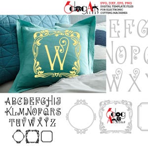 Deco Alfabeto SVG DXF Imágenes vectoriales Monograma Letras cortables Vinilo Hierro en prensa de calor Transferencia Silueta Cricut Serigrafía JB-113