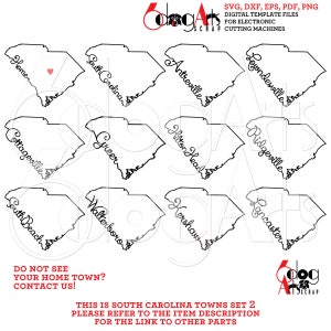 South Carolina Outline Typography Part 2 - SVG DXF Digital Files GlowForge Silhouette Cricut Cutting Instant Download JB-1620b