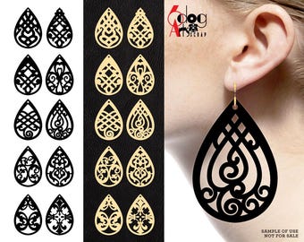 Earring Digital Template Bundle: SVG / DXF Files Download for Laser Cricut GlowForge Cutting JB-1048