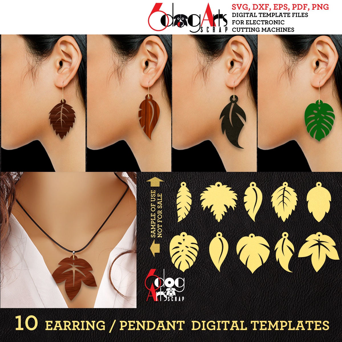 Leaf Earring Template svg png dxf eps Chameleon Cuttables LLC | Chameleon  Cuttables LLC