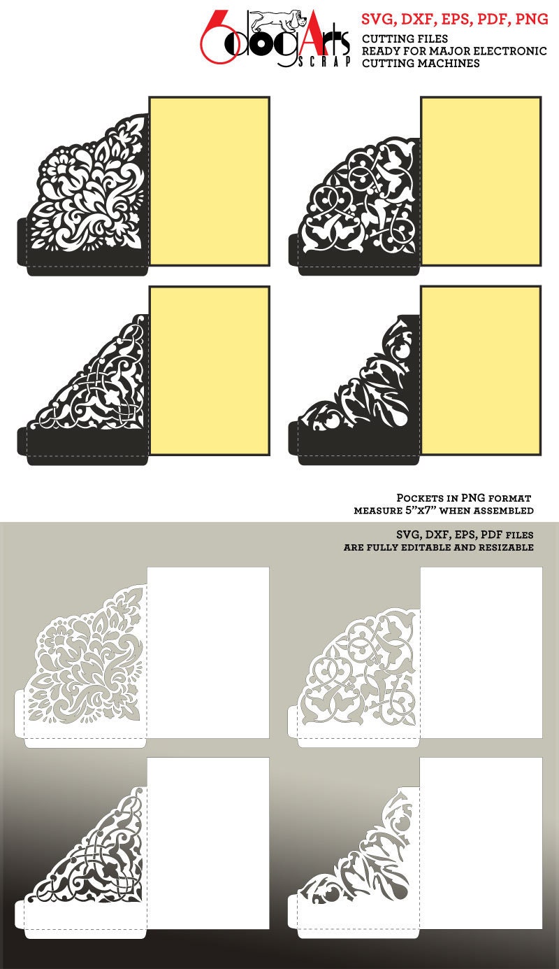 Carte d'invitation et son enveloppe - Fichiers SVG, STUDIO3, DXF, PNG