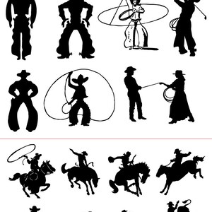 38 Cowboy, Cowgirl Clip Arts Digital Vector Files Svg Dxf Silhouette Cricut Vector Printable Download Vinyl Cutting JB-707 image 3