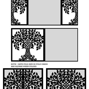 2 Celtic Tree Gate-fold Bi-fold Card Templates Digital Cut SVG DXF Files Wedding Invitation Laser Cutting Download Silhouette Cricut JB-1714 image 5