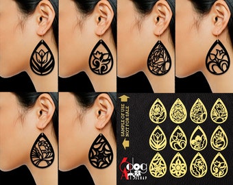 12 Wood / Acrylic / Metal Earring Templates Vector Digital SVG DXF Jewelry Files Download Laser cnc Cutting JB-1051