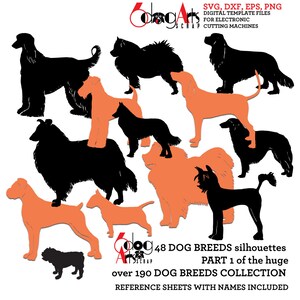 48 x Silhouettes de race de chien fichiers numériques vectoriels Svg Dxf Eps Png Silhouette Cricut imprimable Téléchargement instantané papier vinyle découpe JB-244a
