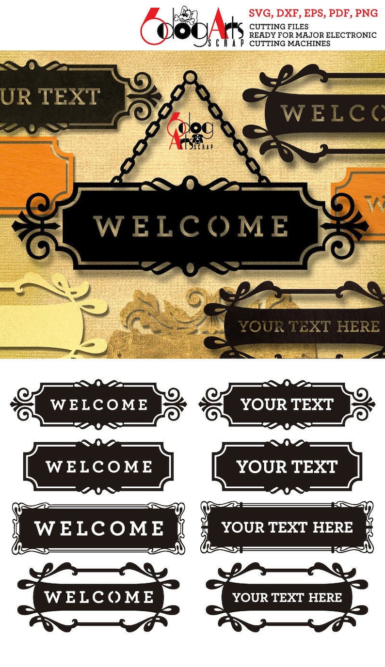 8 Text Frame Welcome Home Sign Name Digital Templates SVG DXF Vector Files Vinyl Transfer Wood Metal Laser Plasma Download JB-1204 image 2