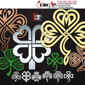Trèfle celtique Saint-Patrick fichiers numériques SVG DXF Silhouette Cricut vecteur imprimable téléchargement papier, découpe de vinyle JB-1058