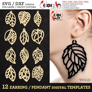 Earring Digital Templates Bundle: SVG/DXF Files Download for Laser GlowForge Cricut Cutting JB-1059