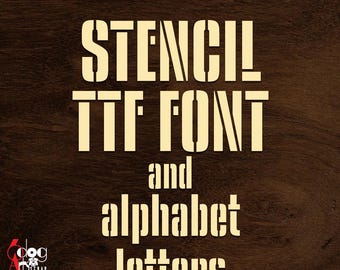 Stencil TTF Font & SVG Vector Images Alphabet Letters for Printing, Laser Cricut Cutting JB-2158