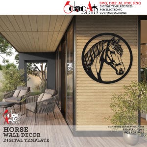 Horse Head Wall Decor SVG DXF Digital Templates Laser cnc Plasma Metal Wood Paper Cutting Vector Printable Instant Download