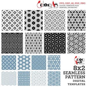 Bundle de motifs sans couture 8 x 2 modèles numériques SVG DXF fichiers vectoriels Laser GlowForge Cricut découpe téléchargement immédiat JB-2107