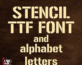 Stencil TTF Font & SVG Vector Images Alphabet Letters for Printing, Laser Cricut Cutting JB-2157