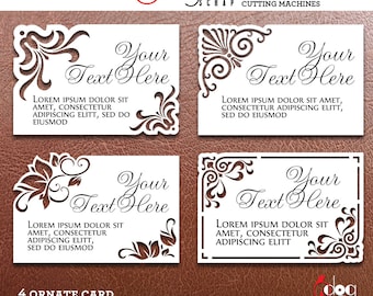 4 Ornate Card Templates Digital SVG dxf Files Wedding Invitation RSVP Place Name Cards Laser Cutting GlowForge Cricut Download JB-1989