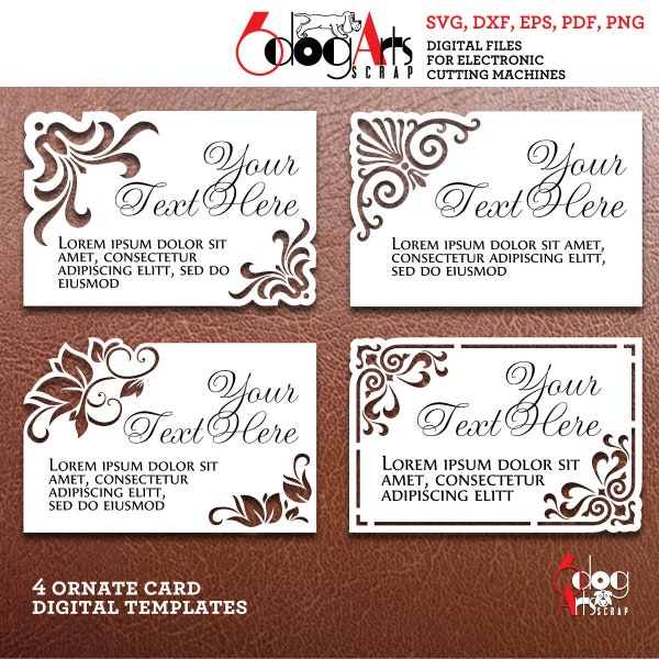 4 Ornate Card Templates Digital SVG dxf Files Wedding Invitation RSVP Place Name Cards Laser Cutting GlowForge Cricut Download JB-1989