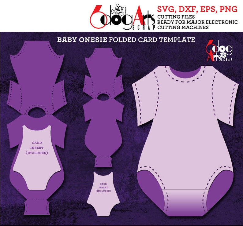 Download Baby Onesie Folded Card Template Digital Cut SVG DXF Files ...