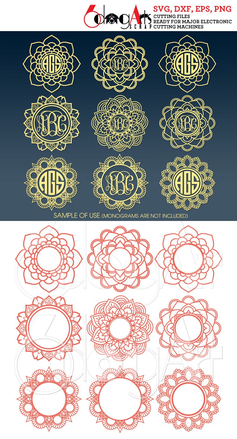 Download Mandala Monogram Frames Vector Digital Cut Files Svg Dxf ...