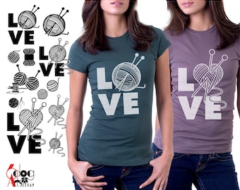 Love Knitting Vector Digital Files Svg Dxf Eps Png Silhouette SCAL Cricut Motivational Download for DIY Paper Vinyl Cutting JB-533