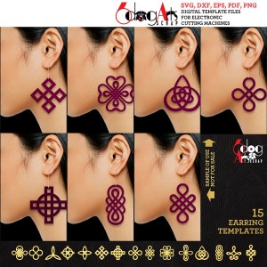 15 Infinity Loop Earring SVG DXF Templates Wood Acrylic Metal Leather Download Vector Digital Files Laser Cricut Plasma Cutting JB-1756