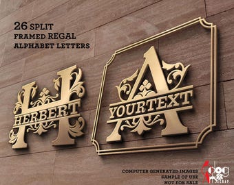 Split Monogram Letters SVG DXF Files Download for Laser XTools Plasma GlowForge Cricut JB-1534