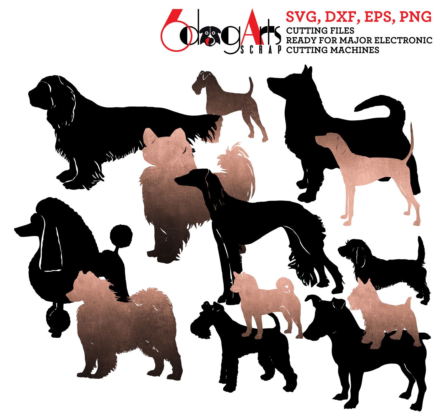 Dog Breed Silhouettes Vector Digital Cut Files Svg Dxf Eps Png | Etsy
