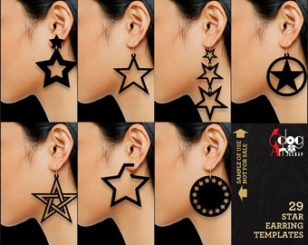 29 Star Earring SVG DXF Templates Wood / Acrylic / Metal Jewelry Download Vector Digital Files Laser Cricut Plasma Cutting JB-2066