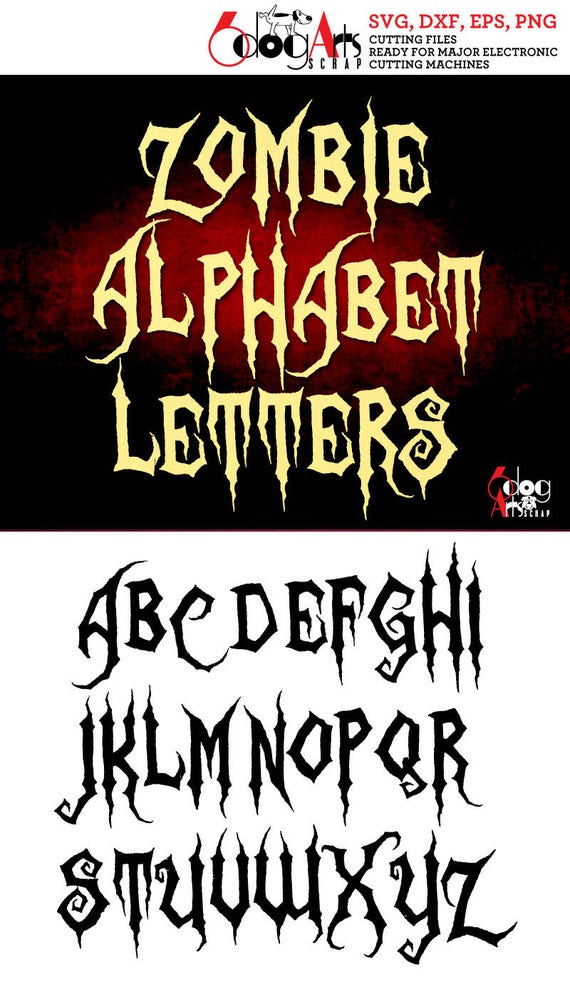 Download Zombie Alphabet Letters Digital Cut Files Svg Dxf Eps Png ...