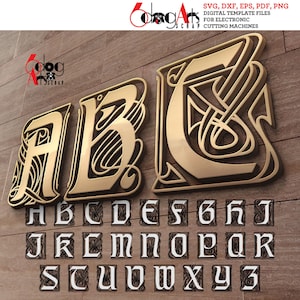 Mariage monogramme lettres de l'alphabet SVG DXF pdf eps fichiers vectoriels - Laser Plasma Silhouette Cricut - découpe gravure impression JB-1871