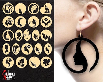 SVG/DXF Bundle Women Earring / Pendant Digital Files Download for Laser Cricut Cutting JB-1780
