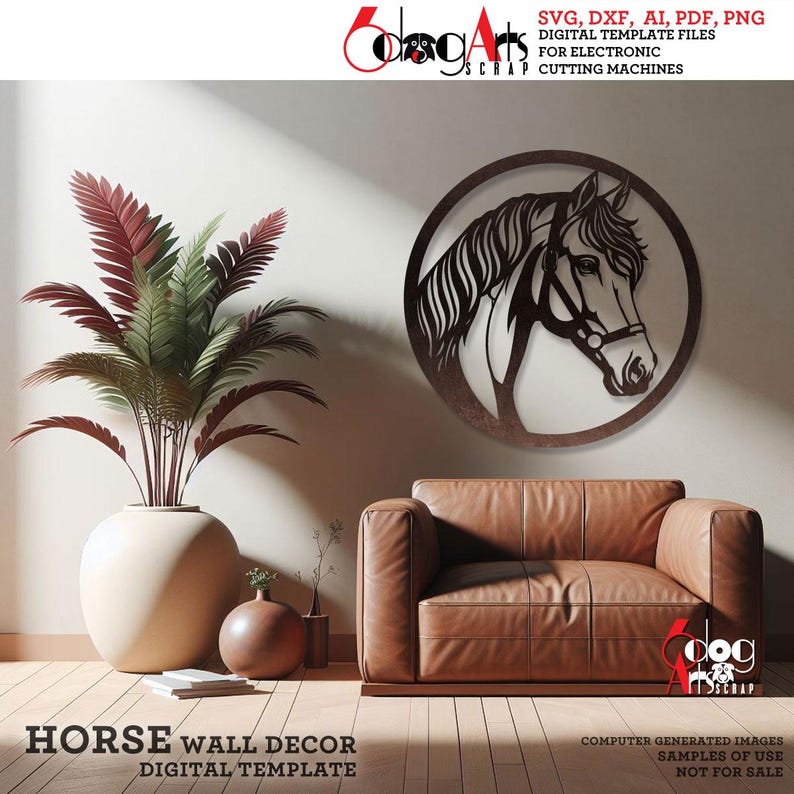 Horse Head Wall Decor SVG DXF Digital Templates Laser cnc Plasma Metal Wood Paper Cutting Vector Printable Instant Download