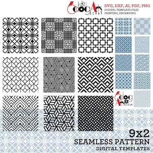 Bundle de motifs sans couture 9 x 2 modèles numériques SVG DXF fichiers vectoriels Laser GlowForge Cricut découpe téléchargement immédiat JB-2108