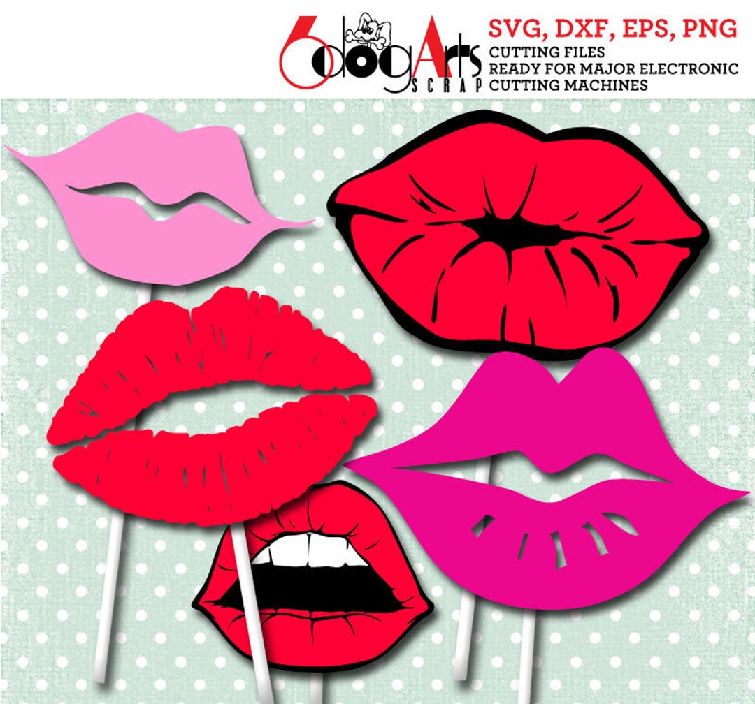 Kiss Lips Digital Files Svg Dxf Eps Png Silhouette SCAL Cricut ...