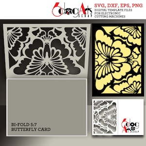 Schmetterling Spitze Karte Vorlage Digital Cut SVG DXF-Dateien Hochzeitseinladung Briefpapier Laser Schneidbare Download Silhouette Cricut JB-878