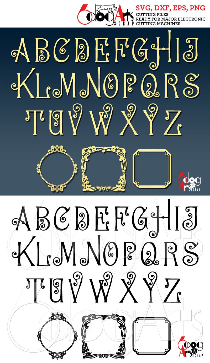Deco Alphabet SVG DXF Vector Images Monogram Cuttable Letters Vinyl ...