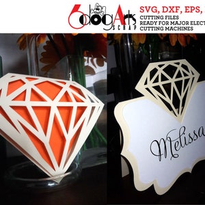 Modèles de cartes de visite diamant parchemin & tentes Fichiers vectoriels numériques Silhouette DXF SVG Cricut téléchargement coupe JB-1159