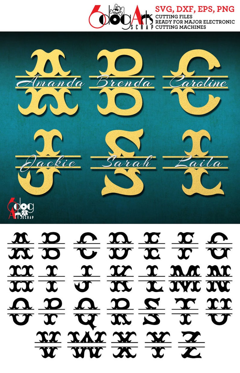 Download Split Mermaid Fish Tail Alphabet SVG DXF Cut Files ...