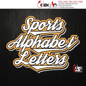 Script sport lettres de l'alphabet Images numériques SVG DXF Silhouette Cricut vecteur téléchargement vinyle découpe transfert de chaleur JB-1293