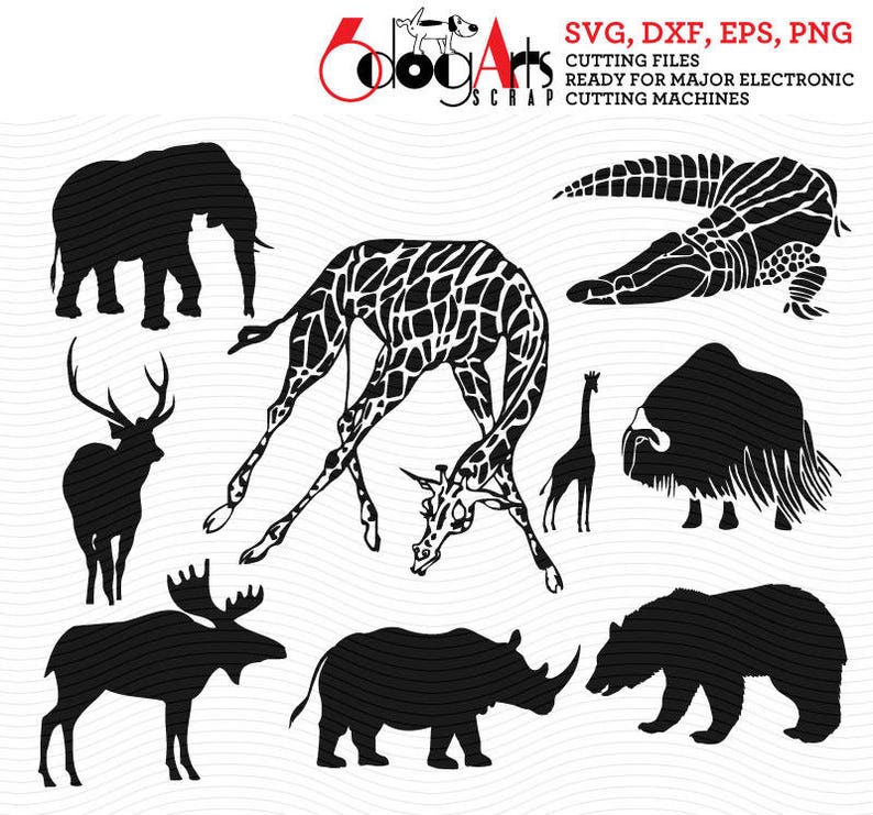 Download Wild Animal Silhouettes Vector Digital Cut Files Svg Dxf Eps Etsy PSD Mockup Templates