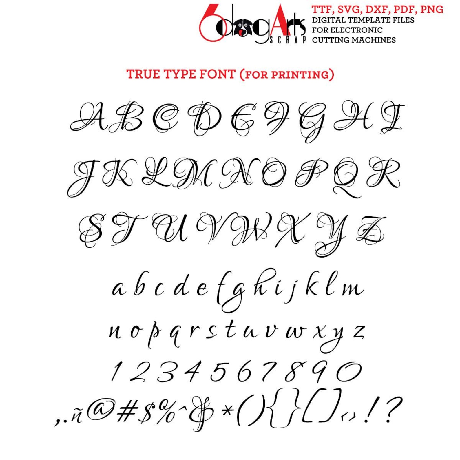 Script Cutable Font TTF Font & SVG Letters - Elegant Alphabet Script - Cuttable Printable ...