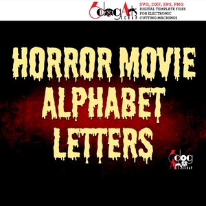 Horreur Alphabet lettres Images numériques Svg Dxf Eps Png Silhouette Cricut imprimable vecteur téléchargement vinyle presse à chaud découpe JB-506