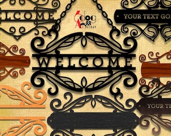 12 Welcome Home Sign Name Plate Frame Digital Templates SVG DXF Vector Files Vinyl Transfer Wood Metal Laser Plasma Download JB-1206