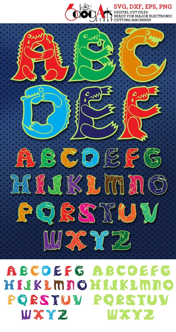 Download Dinosaur Alphabet Letters Svg Dxf Diy Vector Cut Files Etsy PSD Mockup Templates