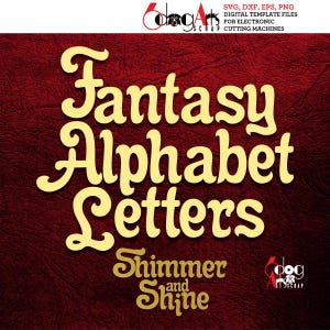 Alfabeto de fantasía de dibujos animados SVG DXF Imágenes vectoriales Monograma Letras cortables Vinilo Hierro en transferencia de prensa de calor Silueta Cricut JB-815