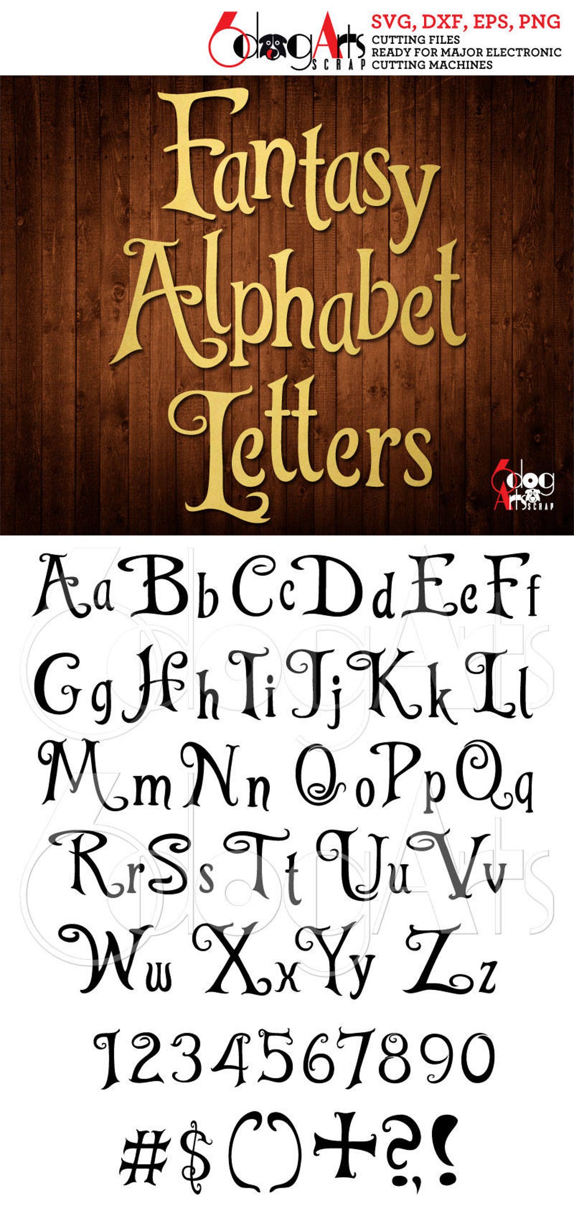 Fantasy Curly Alphabet SVG DXF Vector Images Monogram Cuttable Letters ...