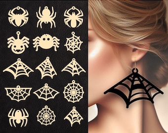 15 SVG Bundle Halloween Earring Digital Template Files Download for Laser GlowForge Cricut Cutting JB-2018