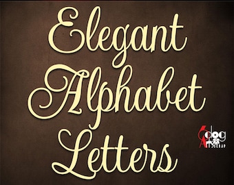 Elegant Script Alphabet SVG DXF Vector Images Monogram Cuttable Letters diy Vinyl Iron On Heat Press Transfer Silhouette Cricut JB-180