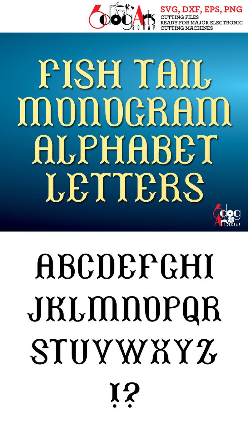 Download Fish Tail Hook Alphabet SVG DXF Vector Cut Files Monogram ...