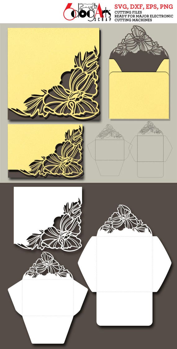 Download Floral Lace Cards Envelopes Digital Cut Files Svg Dxf Eps Png | Etsy