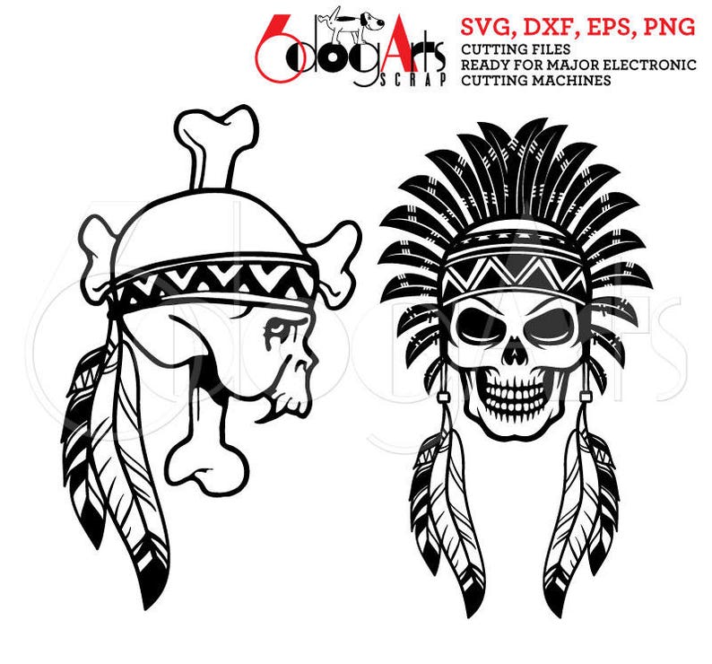 Native American Skull Digital Cut Files Svg Dxf Eps Png | Etsy